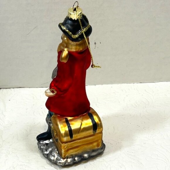 Pirate Buccaneer w/Sword Treasure Chest Glitter Christmas Glass Ornament 2"x5" - Picture 6 of 12